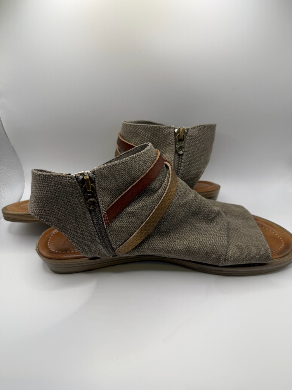 Blowfish Taupe Open-Toe Ankle Wrap Sandals with Brown Straps - Picture 3 of 8